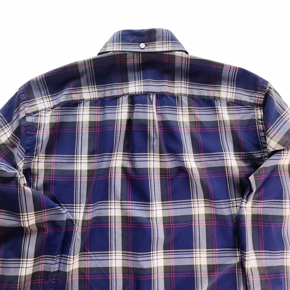 J. CREW Preppy Tartan Plaid Cotton Shirt S Button Down Collar Long Sleeves Men’s